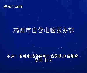 堅守赤誠，用心服務——雞西市自營電腦服務部經驗談